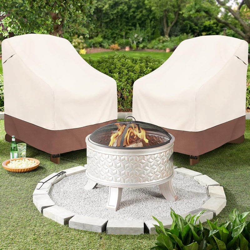okcool Patio Adirondack Chair Cover 2 Pack,Waterproof Heavy Duty Outdoor Chair Covers,Patio Adirondack Chair Cover for Outdoor Chair,(33W x 35D x 36H inches),Beige & Brown - Image 5